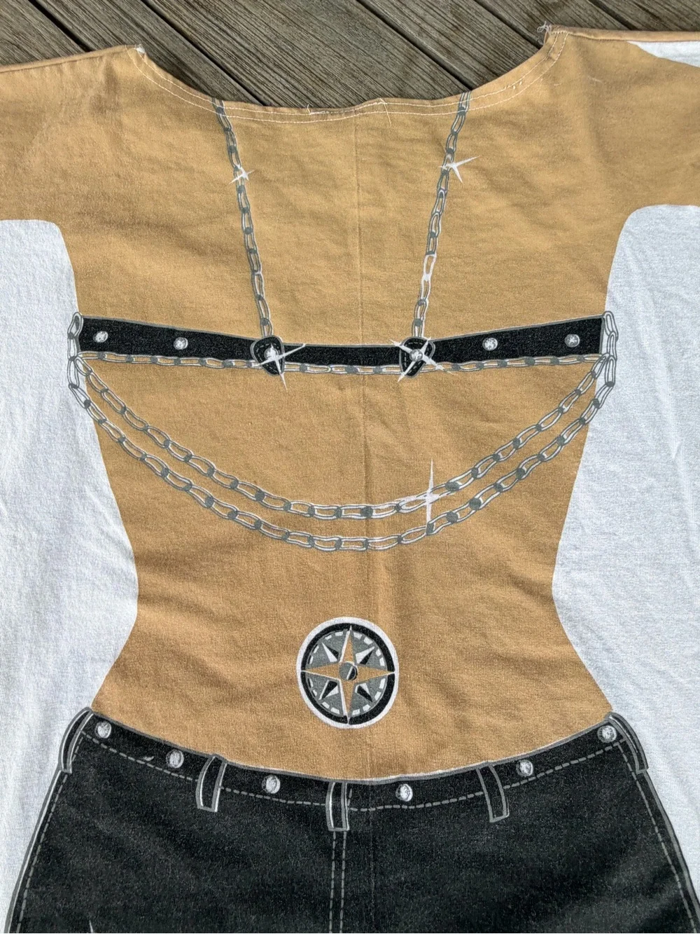 Vintage Biker Chic Bikini Illusion Beach Pool T-Shirt Coverup Fringe M/L GUC